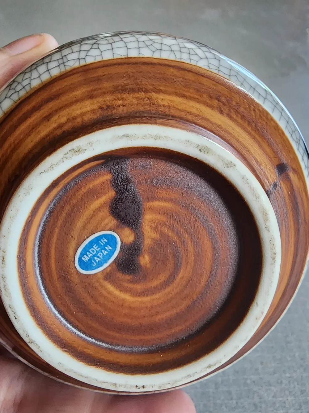 Black & White Crackle Ceramic Yunomi with Calligraphy